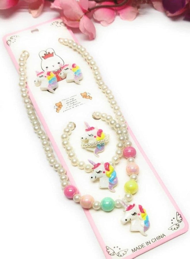 AMYCAUR Jewellery Set For Girl Kids, Unicorn Theme Beaded Nacklace, Bracelets, Ring & Clip, Birthday Return Gift For Girls, Fun and Vibrant Characters, Party Favors and Gifts (1 Set) - Image 2